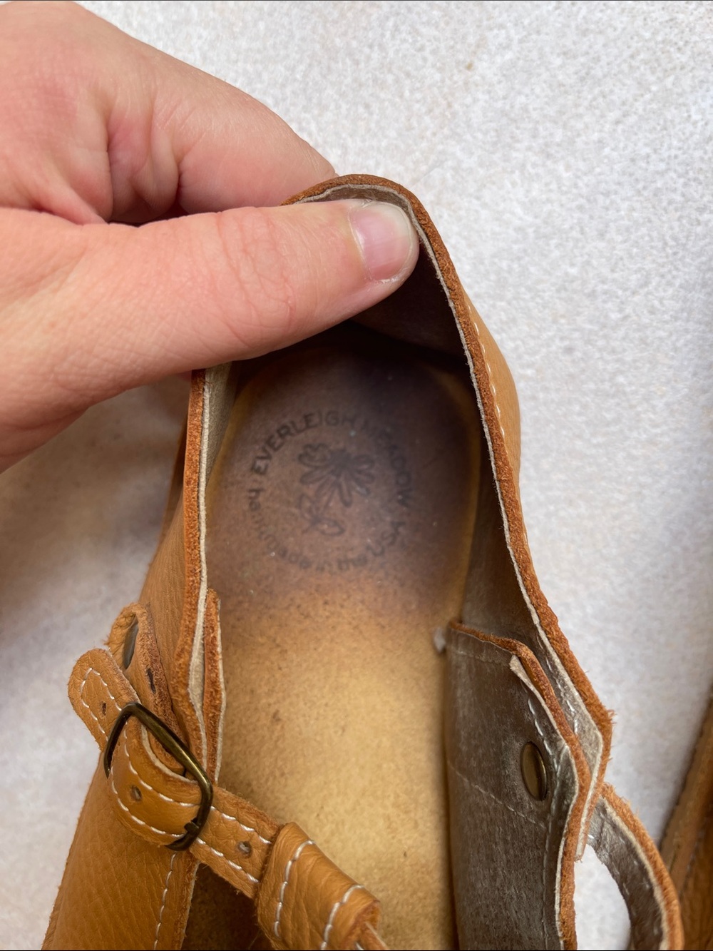 everleigh Tan Leather Mary Jane Flats with Buckle - Picture 2 of 4